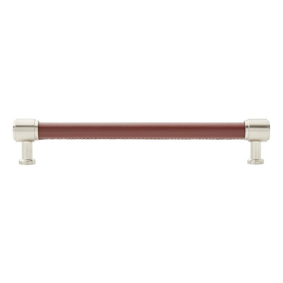 6-5/16" Lazzara Cabinet Pull Brown Leather - Satin Nickel, , large image number 2