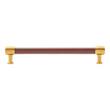 6-5/16" Lazzara Cabinet Pull Brown Leather - Brushed Gold, , large image number 2