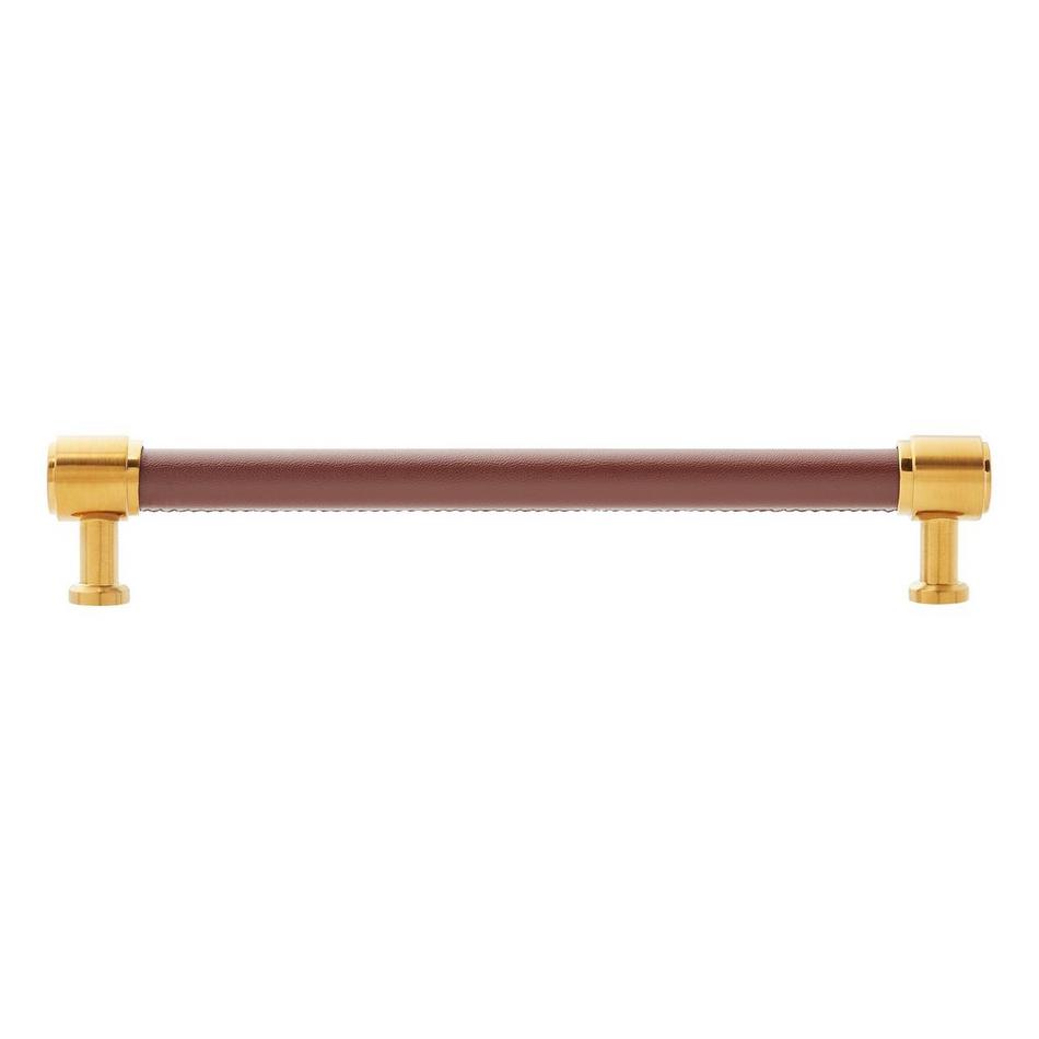 6-5/16" Lazzara Cabinet Pull Brown Leather - Brushed Gold, , large image number 2