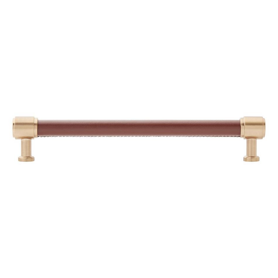 6-5/16" Lazzara Cabinet Pull Brown Leather - Champagne Bronze, , large image number 2