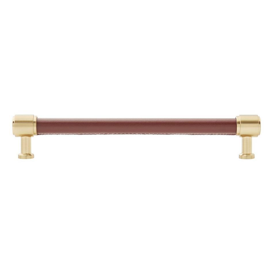 6-5/16" Lazzara Cabinet Pull Brown Leather - Golden Champagne, , large image number 2