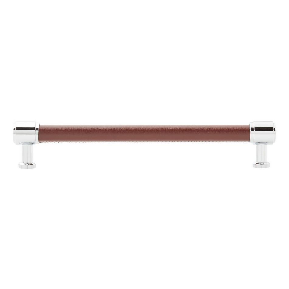 6-5/16" Lazzara Cabinet Pull Brown Leather - Polished Chrome, , large image number 2