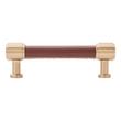 5-1/16" Lazzara Cabinet Pull Brown Leather - Champagne Bronze, , large image number 2