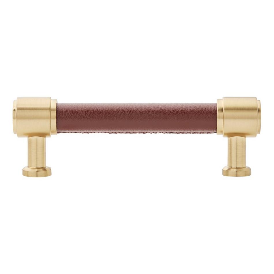 5-1/16" Lazzara Cabinet Pull Brown Leather - Golden Champagne, , large image number 2