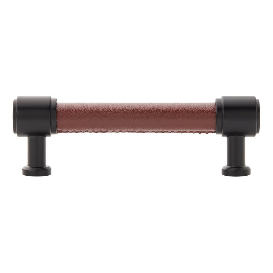 5-1/16" Lazzara Cabinet Pull Brown Leather - Matte Black, , large image number 2