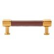 3-3/4" Lazzara Cabinet Pull Brown Leather - Brushed Gold, , large image number 2