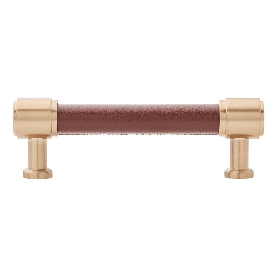 3-3/4" Lazzara Cabinet Pull Brown Leather - Champagne Bronze, , large image number 2