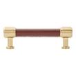 3-3/4" Lazzara Cabinet Pull Brown Leather - Golden Champagne, , large image number 2