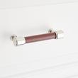 3-3/4" Lazzara Cabinet Pull Brown Leather - Polished Nickel, , large image number 3