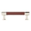 3-3/4" Lazzara Cabinet Pull Brown Leather - Polished Nickel, , large image number 2