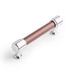 3-3/4" Lazzara Cabinet Pull Brown Leather - Polished Chrome, , large image number 0