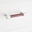 3-3/4" Lazzara Cabinet Pull Brown Leather - Polished Chrome, , large image number 3