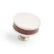 1-1/2" Lazzara Round Cabinet Knob Brown Leather - Satin Nickel, , large image number 0
