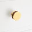 1-1/2" Lazzara Round Cabinet Knob Brown Leather - Brushed Gold, , large image number 3