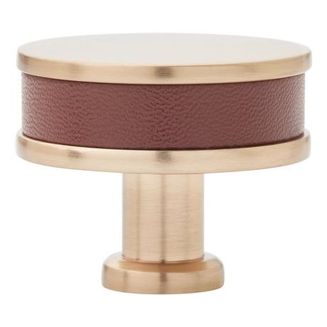 Lazzara Round Cabinet Knob Brown Leather