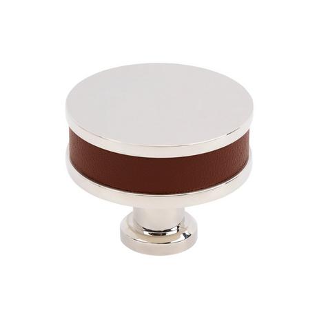 Lazzara Round Cabinet Knob Brown Leather