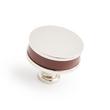 1-1/2" Lazzara Round Cabinet Knob Brown Leather - Polished Nickel, , large image number 0
