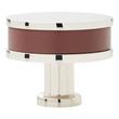 1-1/2" Lazzara Round Cabinet Knob Brown Leather - Polished Nickel, , large image number 2