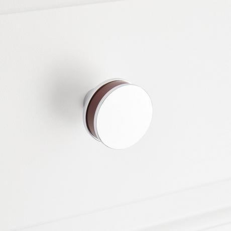 Lazzara Round Cabinet Knob Brown Leather
