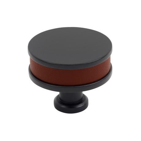 Lazzara Round Cabinet Knob Brown Leather