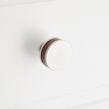 Lazzara Round Cabinet Knob Brown Leather