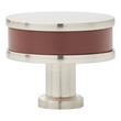 1-1/4" Lazzara Round Cabinet Knob Brown Leather - Satin Nickel, , large image number 2