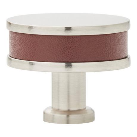 Lazzara Round Cabinet Knob Brown Leather