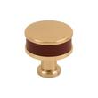 Lazzara Round Cabinet Knob Brown Leather, , large image number 0