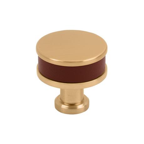 Lazzara Round Cabinet Knob Brown Leather