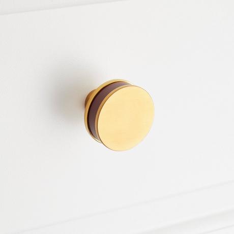 Lazzara Round Cabinet Knob Brown Leather