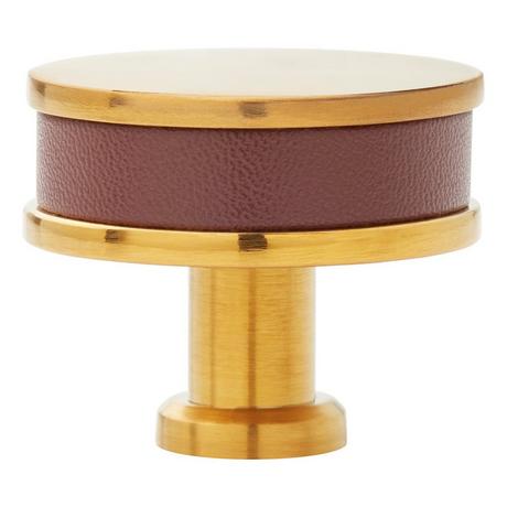 Lazzara Round Cabinet Knob Brown Leather