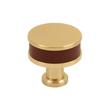 Lazzara Round Cabinet Knob Brown Leather, , large image number 1