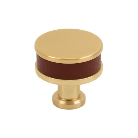 Lazzara Round Cabinet Knob Brown Leather