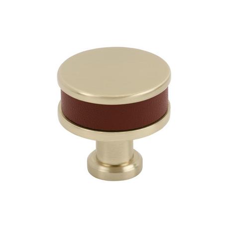 Lazzara Round Cabinet Knob Brown Leather