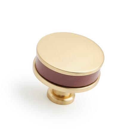 Lazzara Round Cabinet Knob Brown Leather