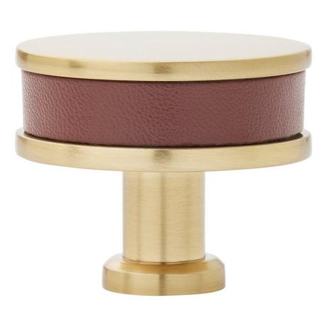 Lazzara Round Cabinet Knob Brown Leather