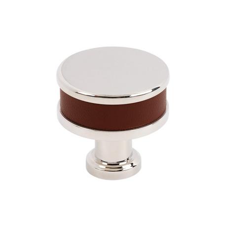 Lazzara Round Cabinet Knob Brown Leather