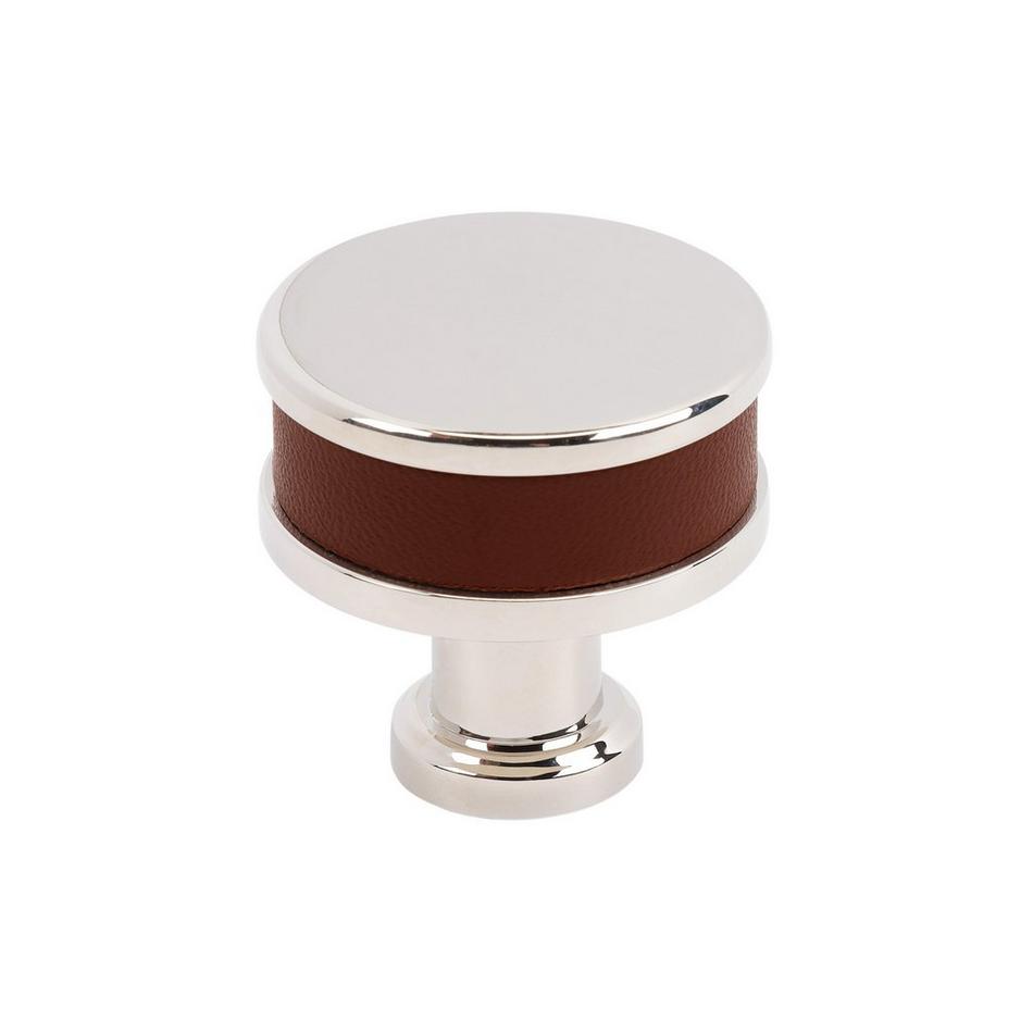 Lazzara Round Cabinet Knob Brown Leather, , large image number 5