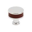 Lazzara Round Cabinet Knob Brown Leather, , large image number 2