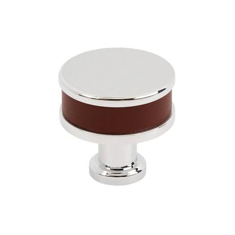 Lazzara Round Cabinet Knob Brown Leather