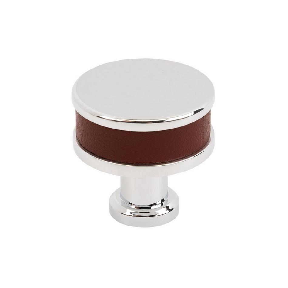 Lazzara Round Cabinet Knob Brown Leather, , large image number 2