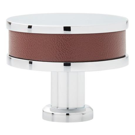 Lazzara Round Cabinet Knob Brown Leather