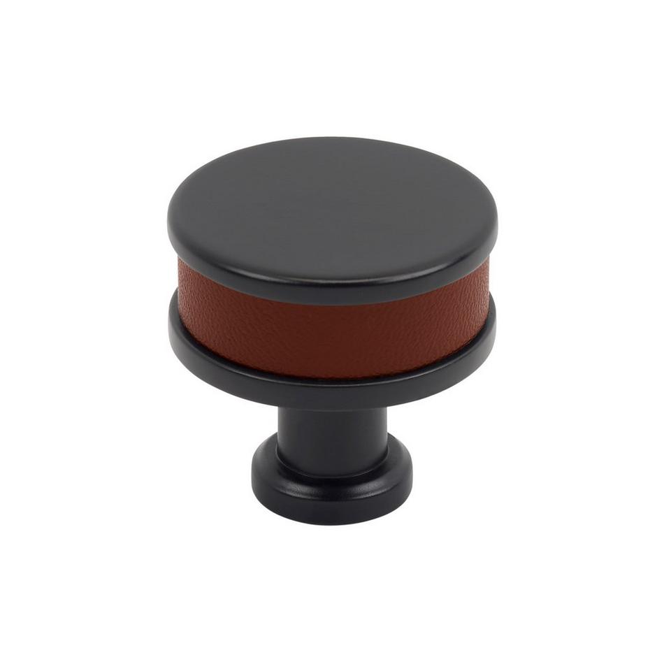 Lazzara Round Cabinet Knob Brown Leather, , large image number 4