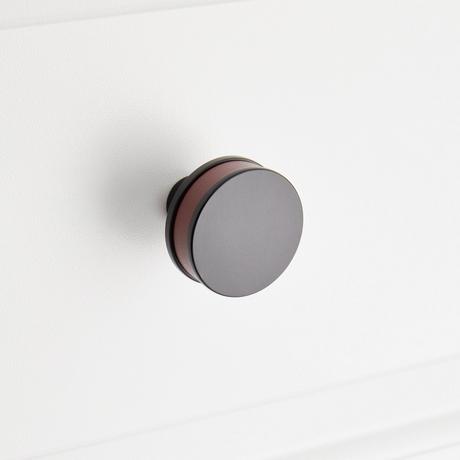 Lazzara Round Cabinet Knob Brown Leather