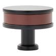 1-1/4" Lazzara Round Cabinet Knob Brown Leather - Matte Black, , large image number 2