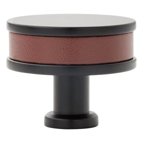 Lazzara Round Cabinet Knob Brown Leather