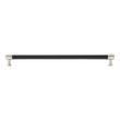 12-5/8" Lazzara Oversized Cabinet Pull Black Leather - Satin Nickel, , large image number 2