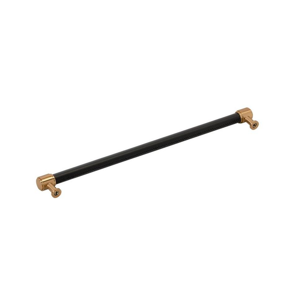 12-5/8" Lazzara Oversized Cabinet Pull Black Leather - Brushed Gold, , large image number 2