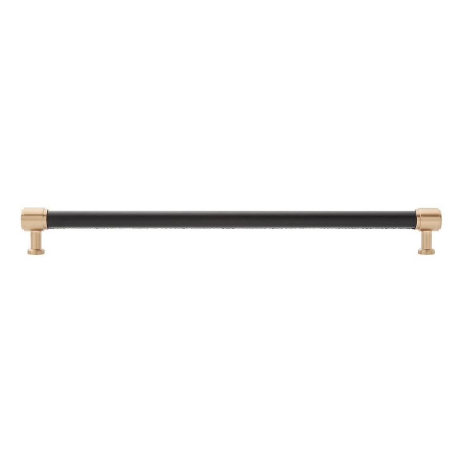 12-5/8" Lazzara Oversized Cabinet Pull Black Leather - Champagne Bronze, , large image number 2
