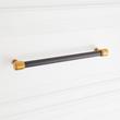 8-13/16" Lazzara Oversized Cabinet Pull Black Leather - Brushed Gold, , large image number 3